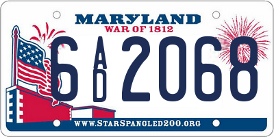 MD license plate 6AD2068