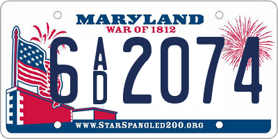 MD license plate 6AD2074