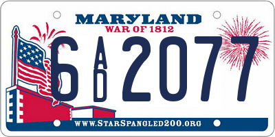 MD license plate 6AD2077