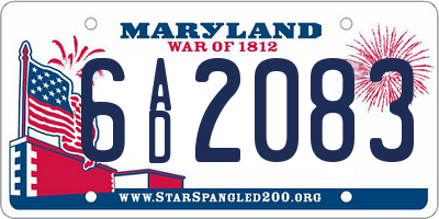 MD license plate 6AD2083