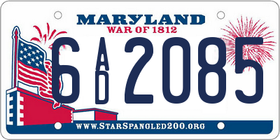 MD license plate 6AD2085
