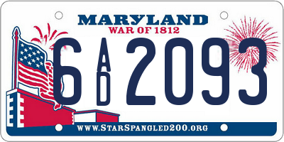 MD license plate 6AD2093