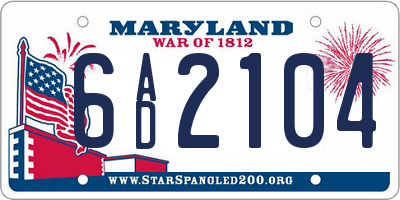 MD license plate 6AD2104