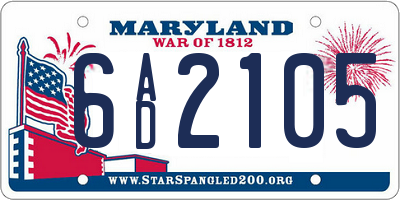 MD license plate 6AD2105