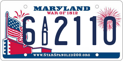 MD license plate 6AD2110