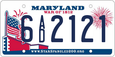 MD license plate 6AD2121