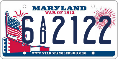 MD license plate 6AD2122