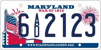 MD license plate 6AD2123