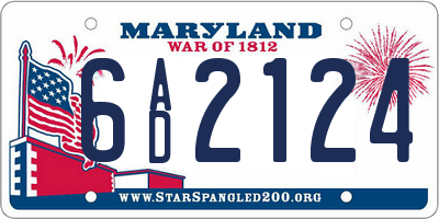 MD license plate 6AD2124