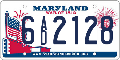 MD license plate 6AD2128