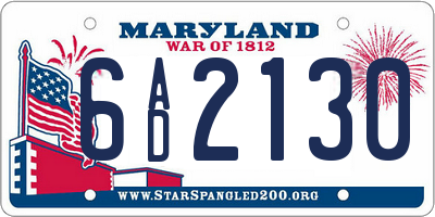 MD license plate 6AD2130