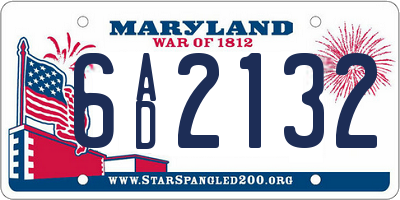 MD license plate 6AD2132
