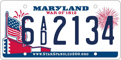 MD license plate 6AD2134