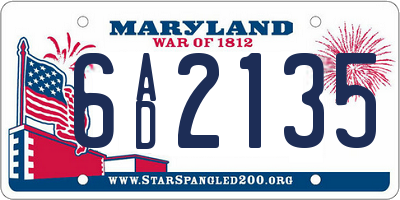 MD license plate 6AD2135