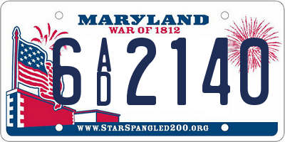 MD license plate 6AD2140