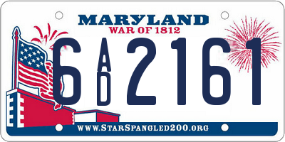 MD license plate 6AD2161
