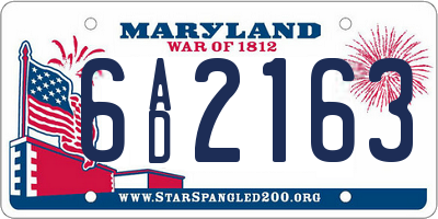 MD license plate 6AD2163