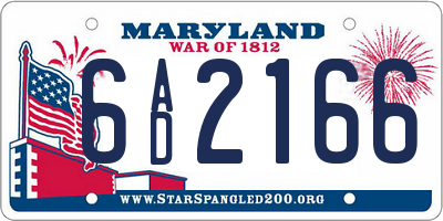 MD license plate 6AD2166