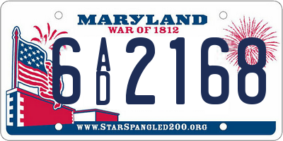 MD license plate 6AD2168