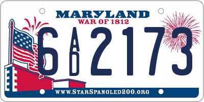MD license plate 6AD2173