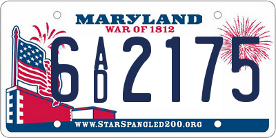 MD license plate 6AD2175