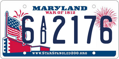 MD license plate 6AD2176