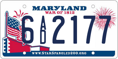 MD license plate 6AD2177