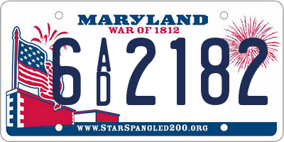MD license plate 6AD2182