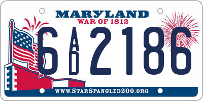 MD license plate 6AD2186