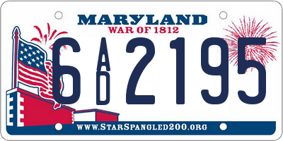 MD license plate 6AD2195
