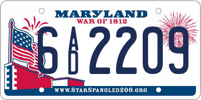 MD license plate 6AD2209