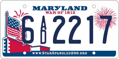 MD license plate 6AD2217