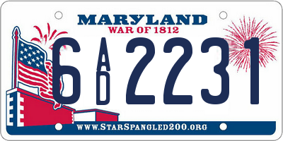 MD license plate 6AD2231