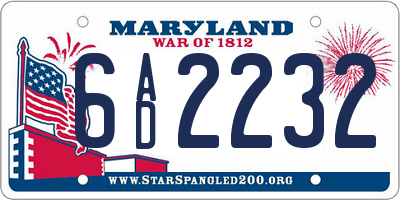 MD license plate 6AD2232