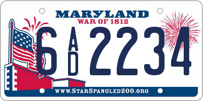 MD license plate 6AD2234