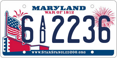 MD license plate 6AD2236