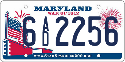 MD license plate 6AD2256