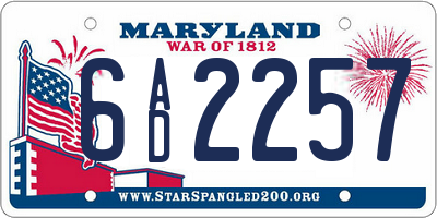 MD license plate 6AD2257
