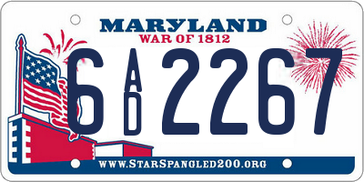 MD license plate 6AD2267
