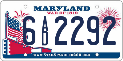 MD license plate 6AD2292