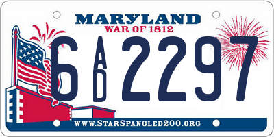 MD license plate 6AD2297