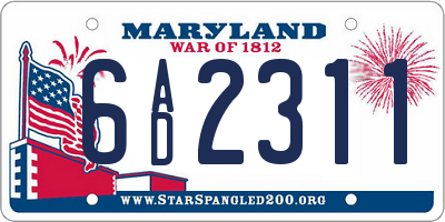 MD license plate 6AD2311