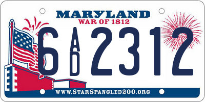 MD license plate 6AD2312