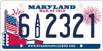 MD license plate 6AD2321