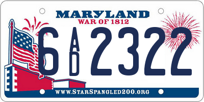 MD license plate 6AD2322