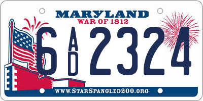 MD license plate 6AD2324
