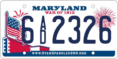 MD license plate 6AD2326