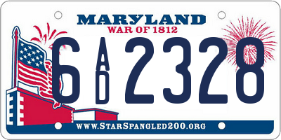MD license plate 6AD2328