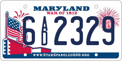 MD license plate 6AD2329
