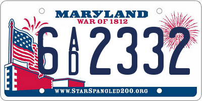 MD license plate 6AD2332